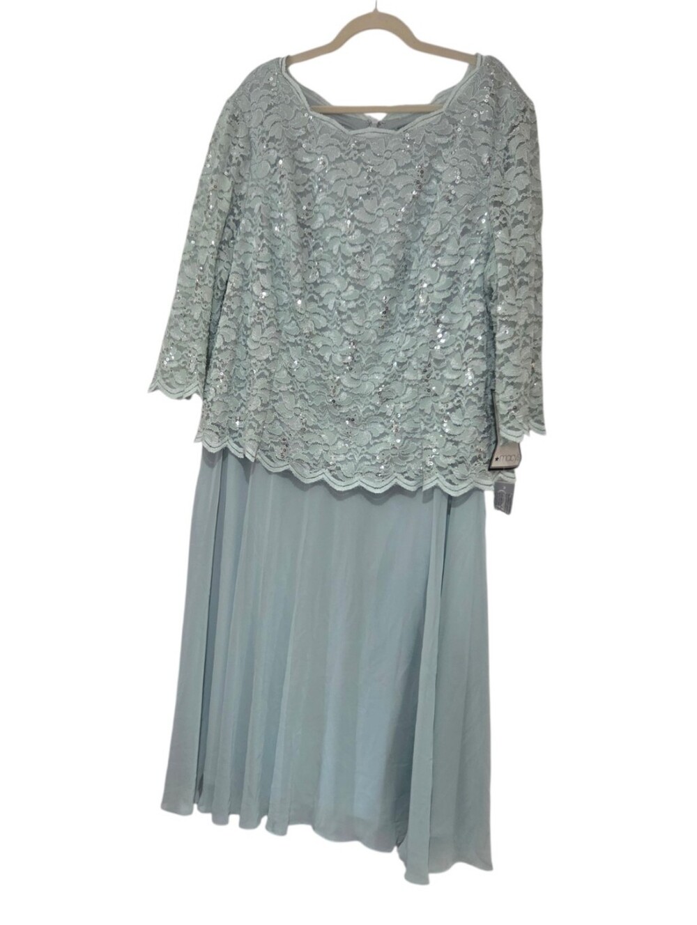 Alex Evenings Women’s Lace Tea Length A-Line Fresh Mint Dress Plus Size 24W NWT - Picture 2 of 7